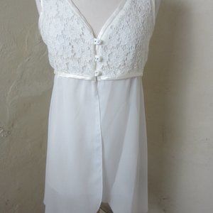 NEW Betsey & Adams White Chiffon Duster Tunic Top Juniors 9/10 Vintage 80s